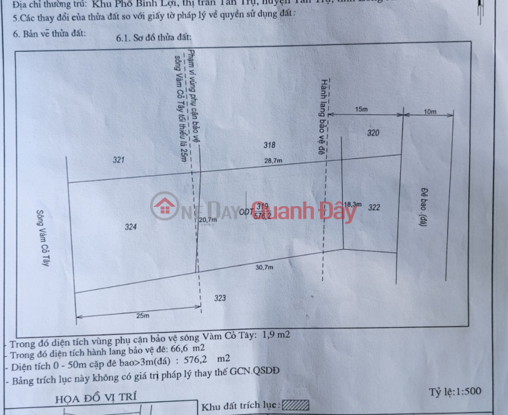 Bán lô đất thổ vườn có nhà mặt tiền đê bao giá 5 tỷ | Việt Nam | Bán | ₫ 5 tỷ