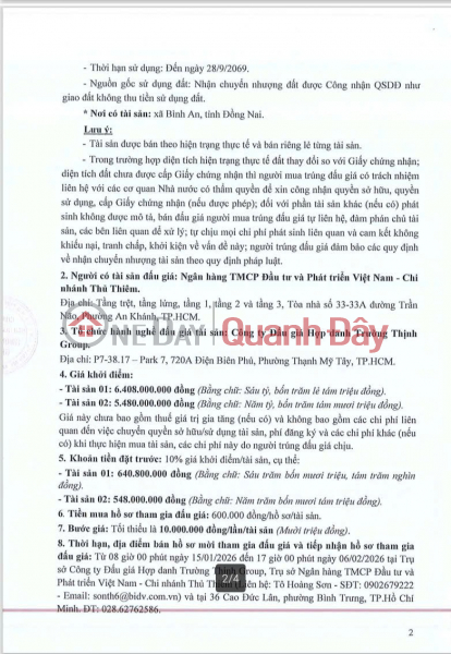 Property Search Vietnam | OneDay | Residential, Sales Listings BIDV Bank is holding a public auction of a plot of land in Binh An Commune, Long Thanh District, Dong Nai Province.