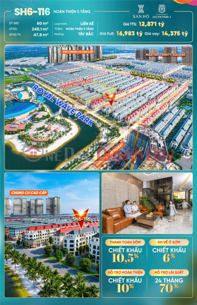 đ 9.2 Billion FOR SALE 5-STOREY FINISHED TOWNHOUSE SH6-116 AT VINHOMES OCP2 VAN LAM, Hung Yen