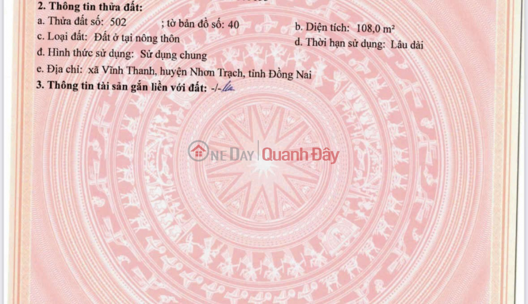 PROFITABLE INVESTMENT - Owner Needs to Sell 2-Front Land Lot in Vinh Thanh, Nhon Trach, Dong Nai Sales Listings