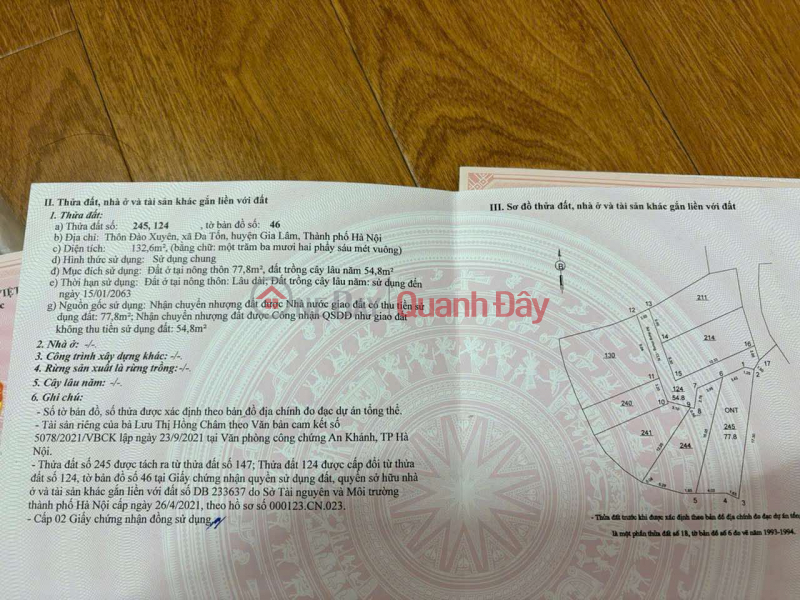 BÁN 77.8 M2 ĐẤT ĐA TỐN, GIÁ CHỈ 55 TR/M2, LIÊN HỆ 0985865658 Niêm yết bán