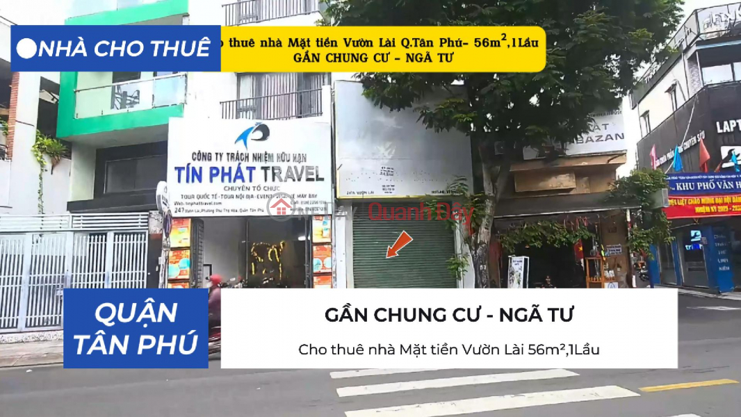 Cho thuê nhà Mặt tiền Vườn Lài 56m²,1Lầu - 16Triệu Niêm yết cho thuê