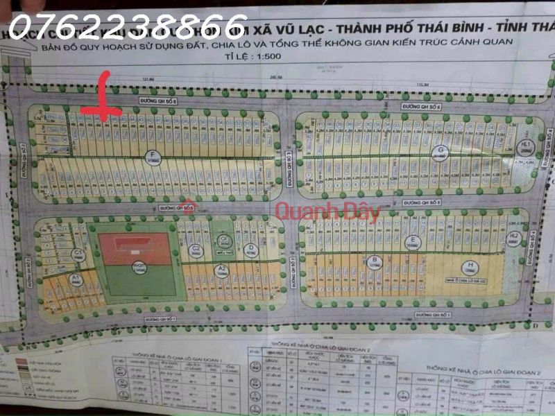 Land for sale in Vu Lac resettlement area, Thai Binh, area 78.9 m2, selling price 1 billion 810 million Sales Listings