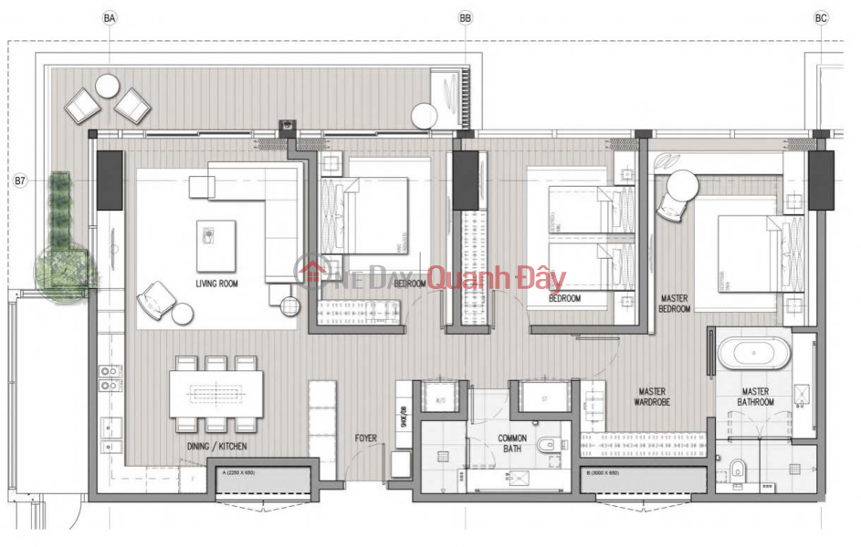 Cho thuê căn hộ nghĩ dưỡng 3 phòng ngủ lâu dài ở Hoiana Residences Niêm yết bán