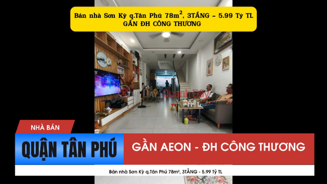 Bán nhà Sơn Kỳ q.Tân Phú 78m², 3TẦNG - GẦN ĐH CÔNG THƯƠNG - 5.99 Tỷ TL Niêm yết bán