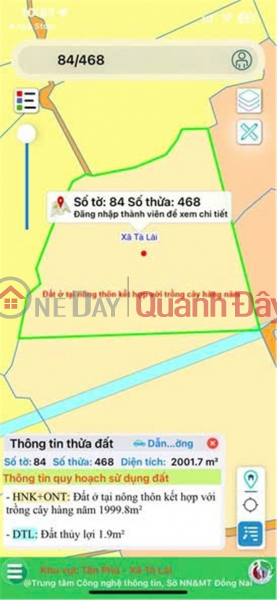 LAND OWNED BY THE OWNER - FRONTAGE Location: Phu Thinh Commune, Tan Phu District, Dong Nai Province, Vietnam, Sales | đ 1 Billion