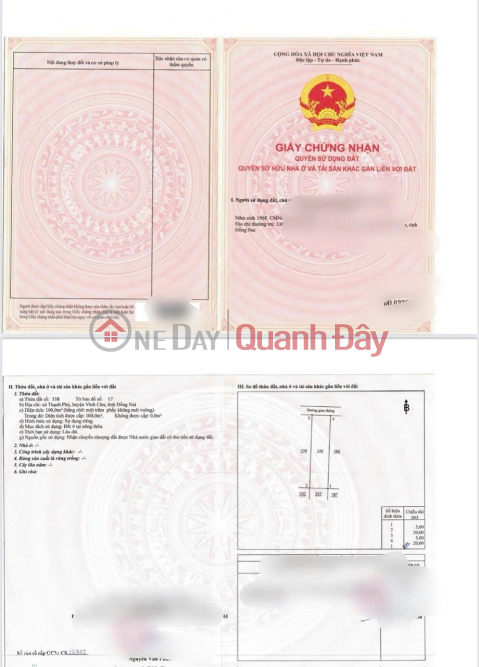 BEAUTIFUL LAND - GOOD PRICE - OWNER FOR SALE IN Thanh Phu - Vinh Cuu, now Tan Trieu ward - Dong Nai _0