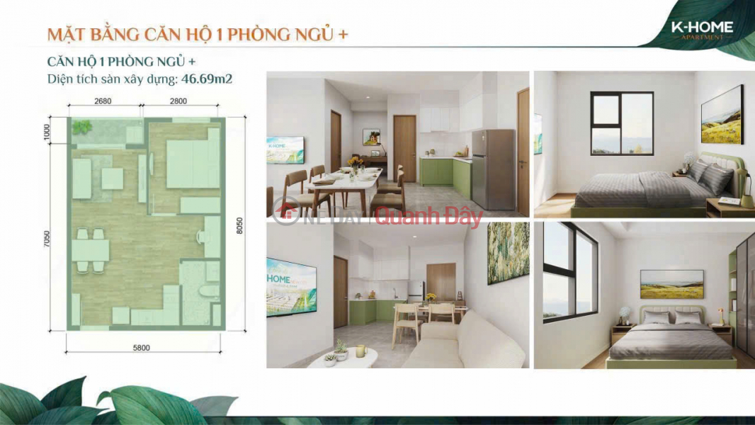 đ 1.05 Billion 1 bedroom apartment K-Home Apartment 1 billion 050 million - sophisticated Singapore standard design