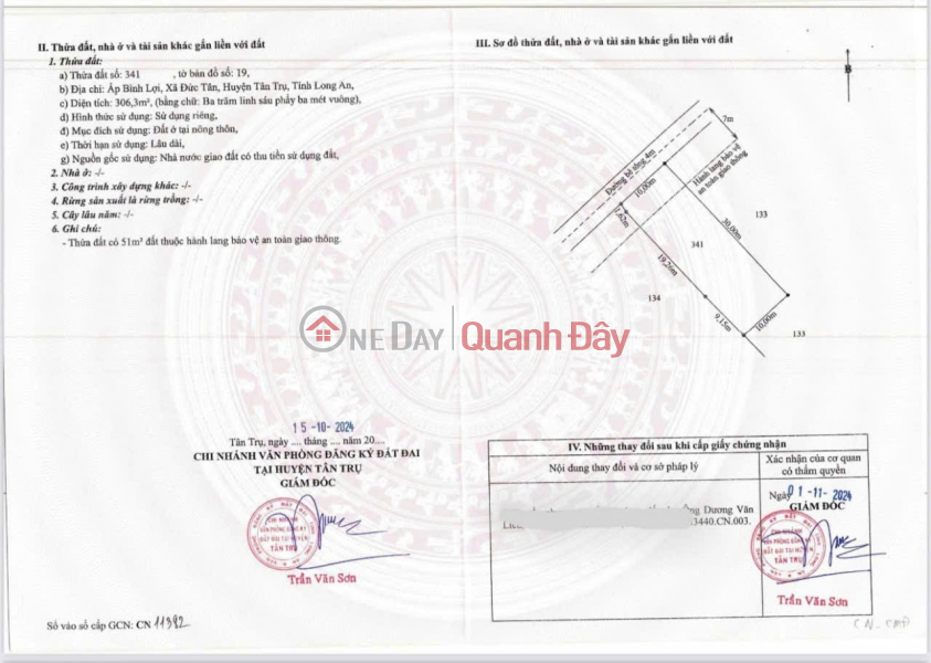 BEAUTIFUL LAND - PROFITABLE INVESTMENT - Owner Needs to Sell Land in Duc Tan Commune, Tan Tru, Long An Sales Listings