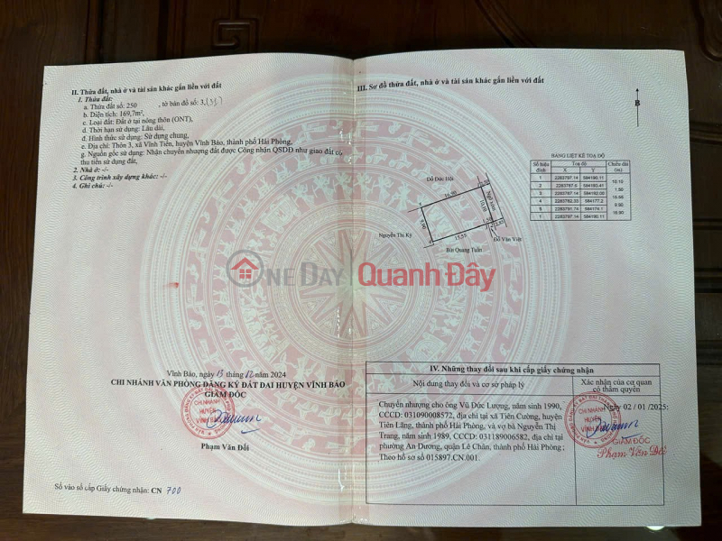 ĐẤT ĐẸP- GIÁ TỐT BÁN NHANH LÔ ĐẤT ĐẦU TƯ LÀ SINH LỜI TẠI huyện Vĩnh Bảo, thành phố Hải Phòng Việt Nam | Bán, đ 1,5 tỷ