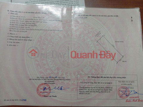 ĐẤT ĐẸP- GIÁ TỐT CHÍNH CHỦ BÁN NHANH LÔ ĐẤT VỊ TRÍ ĐẮC ĐỊA huyện Thủy Nguyên thành phố Hải Phòng _0
