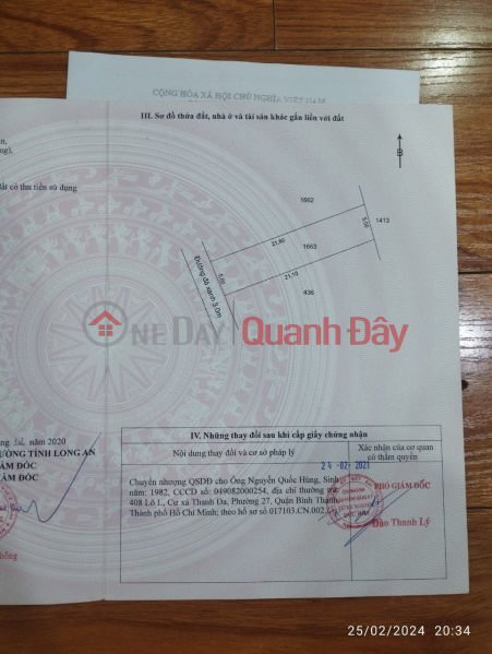 Property Search Vietnam | OneDay | Nhà ở | Niêm yết bán | ĐẤT ĐẸP - GIÁ TỐT! Chính Chủ Bán Lô Đất Tại Xã Đức Hoà Thượng, Đức Hoà, Long An