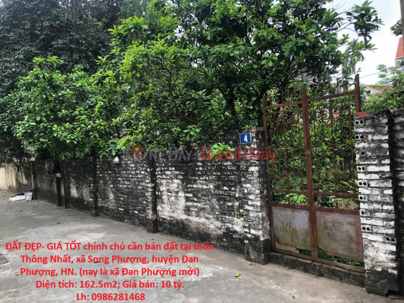 PRIME LAND - GOOD PRICE! Owner needs to sell land in Thong Nhat village, Song Phuong commune, Dan Phuong district, Hanoi. Sales Listings