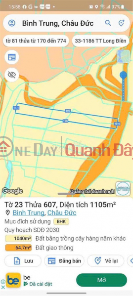 Property Search Vietnam | OneDay | Residential | Sales Listings, I am the owner and I need to sell a plot of land (sào) with frontage on a paved road in Binh Trung commune, Chau Duc district, Vung Tau.