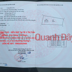 Land with clear ownership - exceptionally beautiful location at Group 1, Ba Sao Town, Kim Bang District, Ha Nam Province. _0
