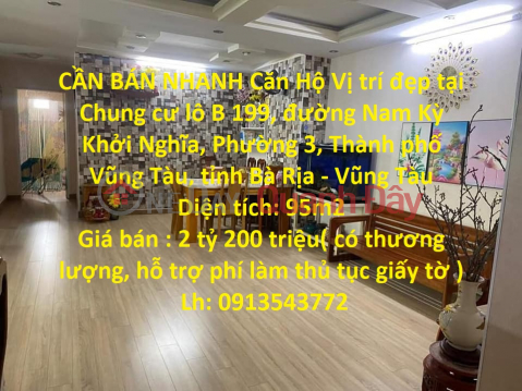 FOR QUICK SALE Apartment Nice location at Lot B 199 Nam Ky Khoi Nghia street _0