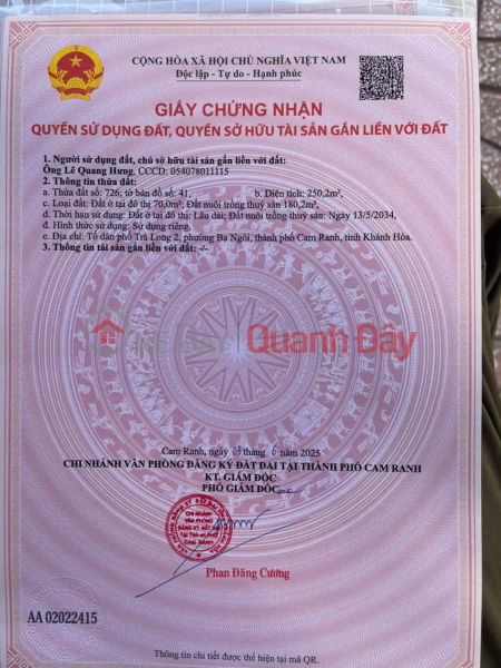 Property Search Vietnam | OneDay | Nhà ở | Niêm yết bán, BÁN 2 LÔ ĐẤT VIP -GIÁ TỐT TẠI TRÀ LONG, BA NGÒI, CAM RANH, KHÁNH HÒA