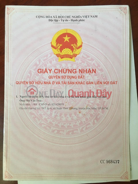 SỞ HỮU NGAY LÔ ĐẤT CHÍNH CHỦ TẠI huyện Hóc Môn, TPHCM _0