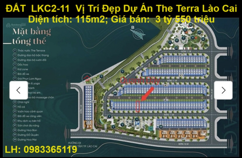 BÁN ĐẤT TẶNG NHÀ - CẦN BÁN GẤP LÔ ĐẤT LKC2-11 Vị Trí Đẹp Dự Án The Terra Lào Cai Niêm yết bán