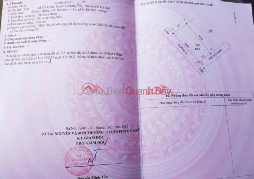 đ 1,8 tỷ | CHÍNH CHỦ BÁN LÔ ĐẤT 69,2M TẠI TỐT ĐỘNG-CHƯƠNG MỸ-HÀ NỘI