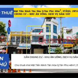 Cho thuê nhà Mặt Tiền Mặt Tiền Kênh Tân Hóa Q.Tân Phú 48m², 3TẦNG, 20Triệu - KHU ĂN UỐNG, DỊCH VỤ _0