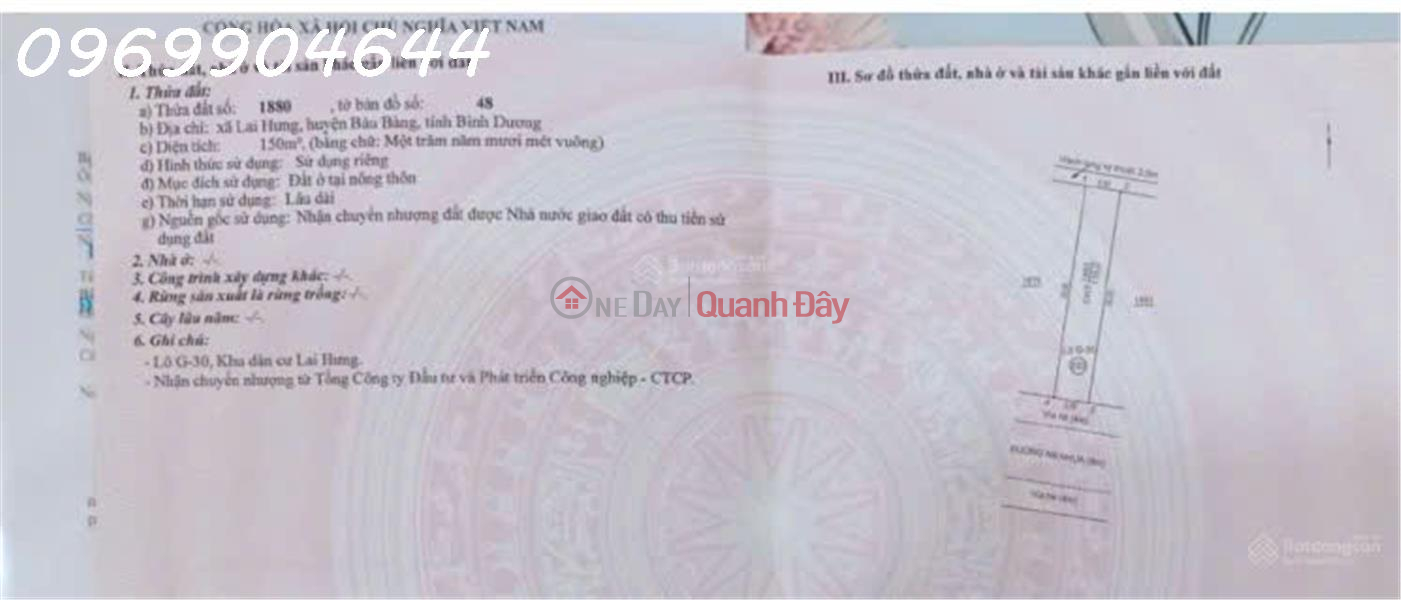 Bán lô đất siêu đẹp tại đường N7, Lai Hưng, Bàu Bàng, DT 150m2, giá đầu tư Niêm yết bán
