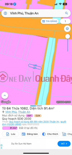 Property Search Vietnam | OneDay | Nhà ở | Niêm yết bán, Đất mặt suối thoáng mát tại Vĩnh Phú, Thuận An, BD