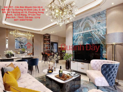 GIÁ TỐT - Cần Bán Nhanh Căn Hộ 4 Mặt Tiền Đường Tại Quận Cái Răng, TP Cần Thơ _0