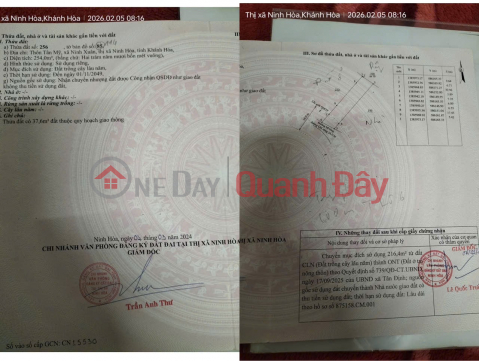 ĐẤT CHÍNH CHỦ - MẶT TIỀN Thôn Tân Mỹ, Xã Ninh Xuân, TX Ninh Hoà, Tỉnh Khánh Hoà _0