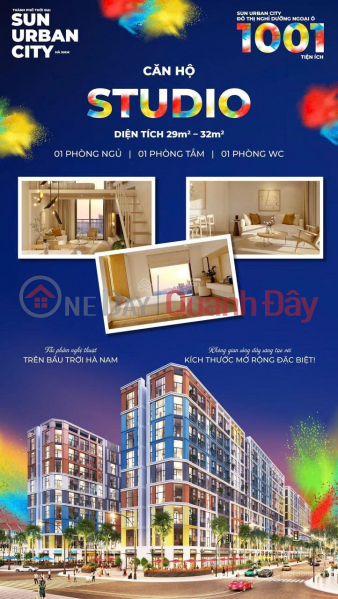 Studio apartment for sale 29.5m2 (44.38m2 usable) at Sun Urban City Ha Nam project Vietnam, Sales, đ 1.2 Billion