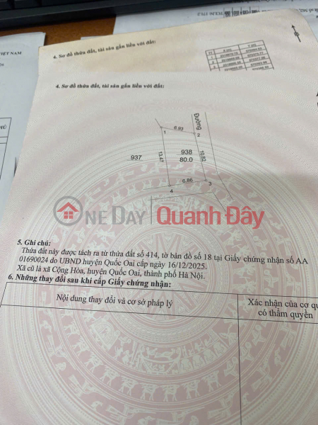 đ 3.36 Billion | HOT - Unique corner plot with two street frontages, 80m2, fully residential land - Near industrial zone - Adjacent to National Highway 419