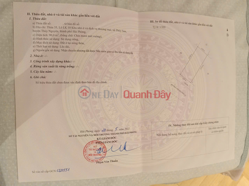 Chính chủ cần bán lô đất đẹp tại khu nhà ở trung tâm thương mại Thủy Sơn - Tiềm năng tăng giá Niêm yết bán