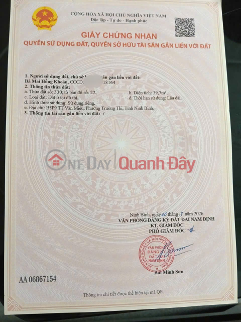 CHÍNH CHỦ BÁN NHANH NHÀ 1 TẦNG - GIÁ TỐT tại phường Trường Thi, tỉnh Ninh Bình _0