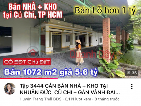 SELLING AT A LOSS OF OVER 1 BILLION VND – WAREHOUSE 1,073M² NEAR RING ROAD 4 – CU CHI – PRICE 5.6 BILLION VND (NEGOTIABLE) _0
