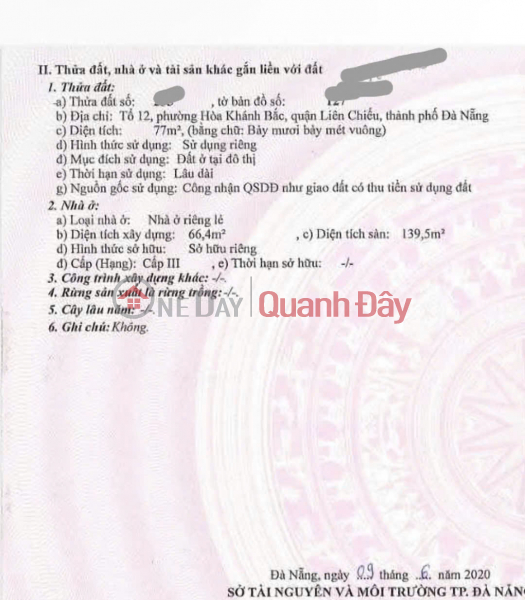 Nhà 2 TẦNG kiệt nhựa 7m Ô TÔ tránh K97 Nguyễn Lương Bằng Niêm yết bán