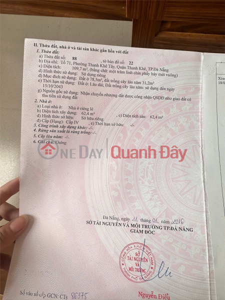 PRIME LAND - GREAT PRICE! OWNER NEEDS TO SELL QUICKLY. PLOT OF LAND WITH A FREE SINGLE-STORY HOUSE INCLUDED in Thanh Khe District, Da Nang City. Sales Listings