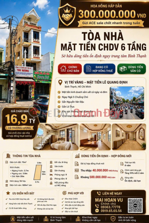 HOT HOT –CẦN BÁN CĂN NHÀ -TÒA NHÀ CHDV 6 TẦNG DÒNG TIỀN ỔN ĐỊNH-MT Lê Quang Định, Bình Thạnh, TP.HCM _0