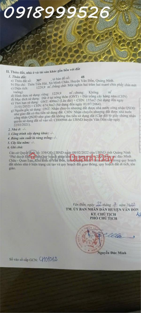 Need money to quickly sell a super nice plot of land with a 32m wide frontage in Minh Chau Commune, Quang Ninh, investment price _0