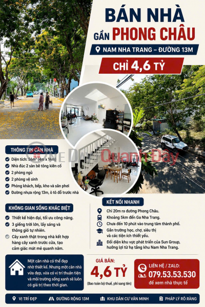 Bán nhà tái định cư đất lành vĩnh thái nha trang. Nhà đổ 2 mê, đường nhựa 13m Niêm yết bán