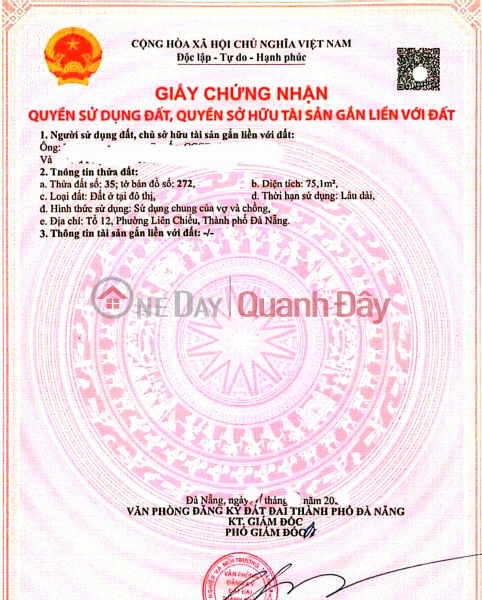 Bán 4 lô K82/22 Nguyễn Lương Bằng - trục thông Hoàng Thị Loan Niêm yết bán