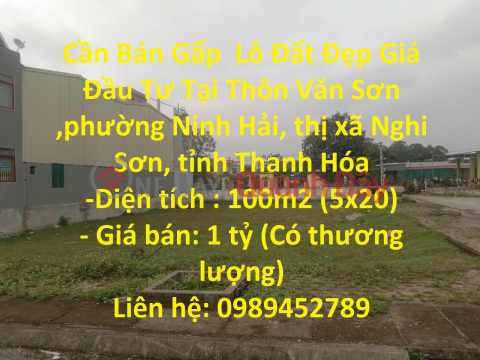 Cần Bán Gấp Lô Đất Đẹp Giá Đầu Tư Tại thị xã Nghi Sơn, tỉnh Thanh Hóa _0