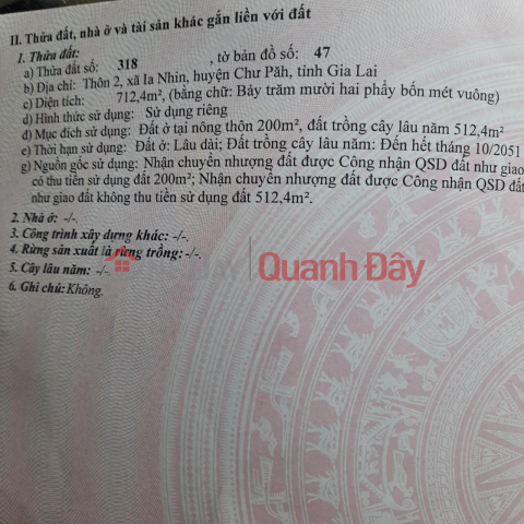 CHÍNH CHỦ CẦN BÁN Lô Đất tại thôn 2, Xã Ia Nhin, Huyện Chư Păh, Gia Lai _0