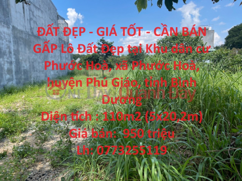 BEAUTIFUL LAND - GOOD PRICE - FOR URGENT FOR SALE Beautiful Land Lot in Phu Giao district, Binh Duong province _0