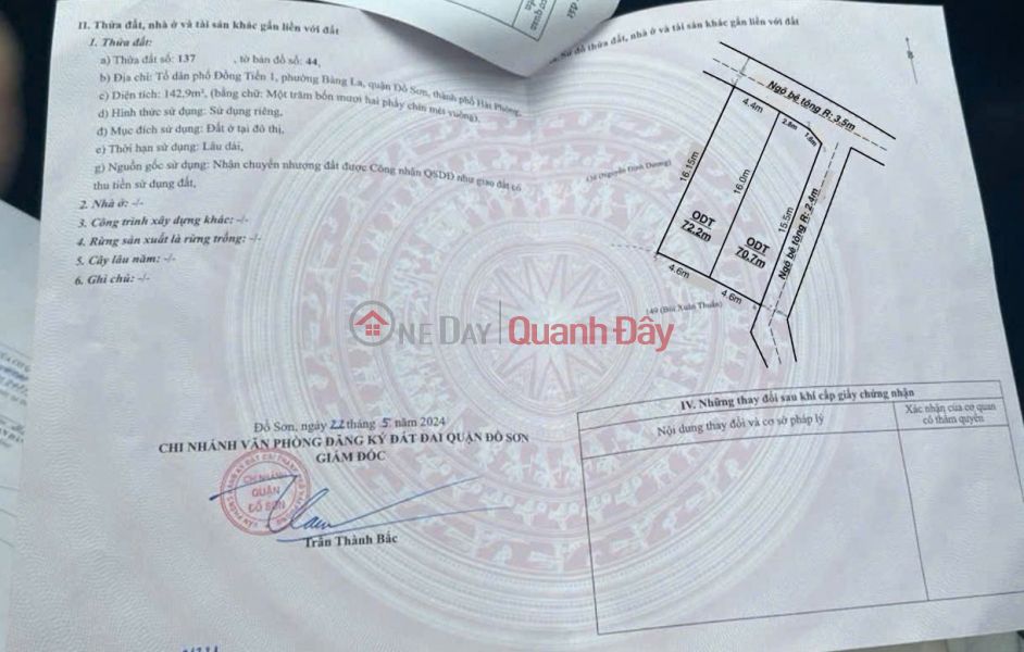 Property Search Vietnam | OneDay | Nhà ở | Niêm yết bán BÁN ĐẤT GẦN CHỢ ĐỒNG TIẾN BÀNG LA ĐỒ SƠN – LÔ F0 HIẾM TRUNG TÂM – GIÁ 9XX TRIỆU ZALO 0567 222 555