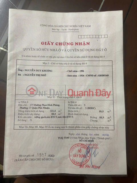 Owner Sells Phan Dinh Phung Street, Ward 17, Phu Nhuan: Area 4.4x20.5m, Best Price in the Market, 33 Billion! _0