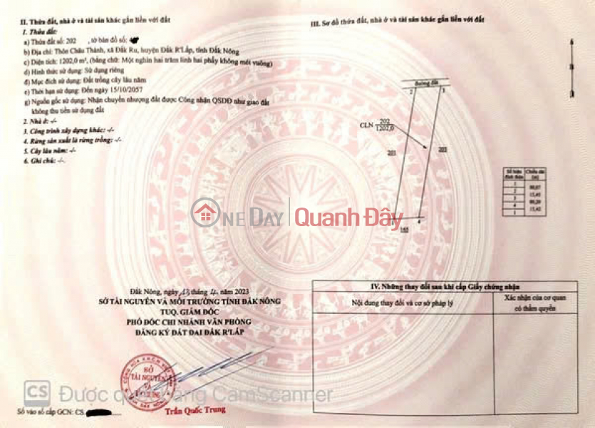 Owner selling 20,000m2 of land in Dak Ru commune, Dak R'Lap district, Dak Nong province (bordering Binh Phuoc province),with land title deed. Sales Listings