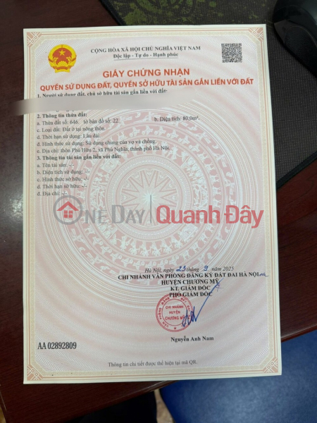 đ 10 triệu, SIÊU PHẨM LÔ GÓC 80M TẠI PHÚ NGHĨA-CHƯƠNG MỸ-HÀ NỘI