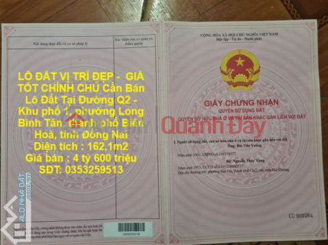 LAND LOT IN GOOD LOCATION - GOOD PRICE OWNER Need to Sell Land Lot in Bien Hoa City, Dong Nai Province _0