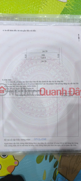 Property Search Vietnam | OneDay | Residential | Sales Listings Selling a 129.4m2 (5.22m x 24.79m) plot of land in Phuc Son, My Duc, Hanoi.