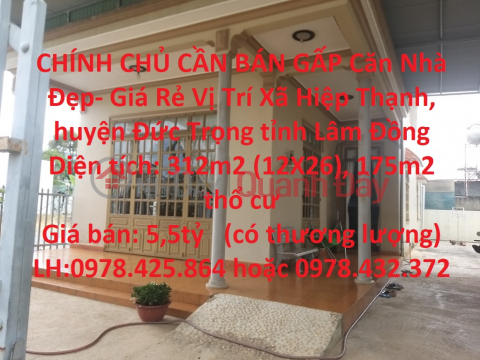 CHÍNH CHỦ CẦN BÁN GẤP Căn Nhà Đẹp- Giá Rẻ Vị Trí Xã Hiệp Thạnh, huyện Đức Trọng tỉnh Lâm Đồng _0